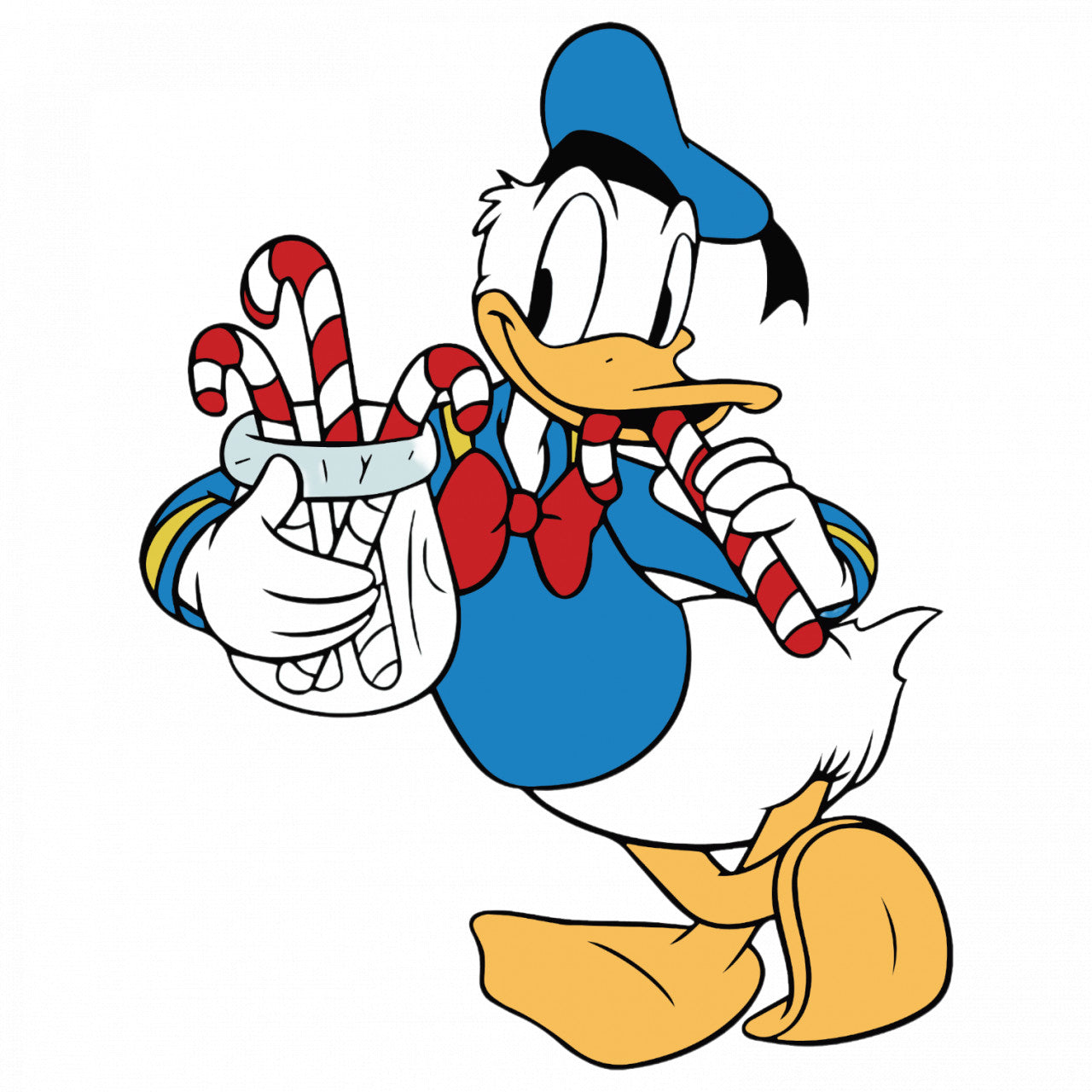 Set 5 bucati, Sticker decorativ, Donald Duck cu acadele, Rezistent la apa, NO9068, 6 cm, Multicolor