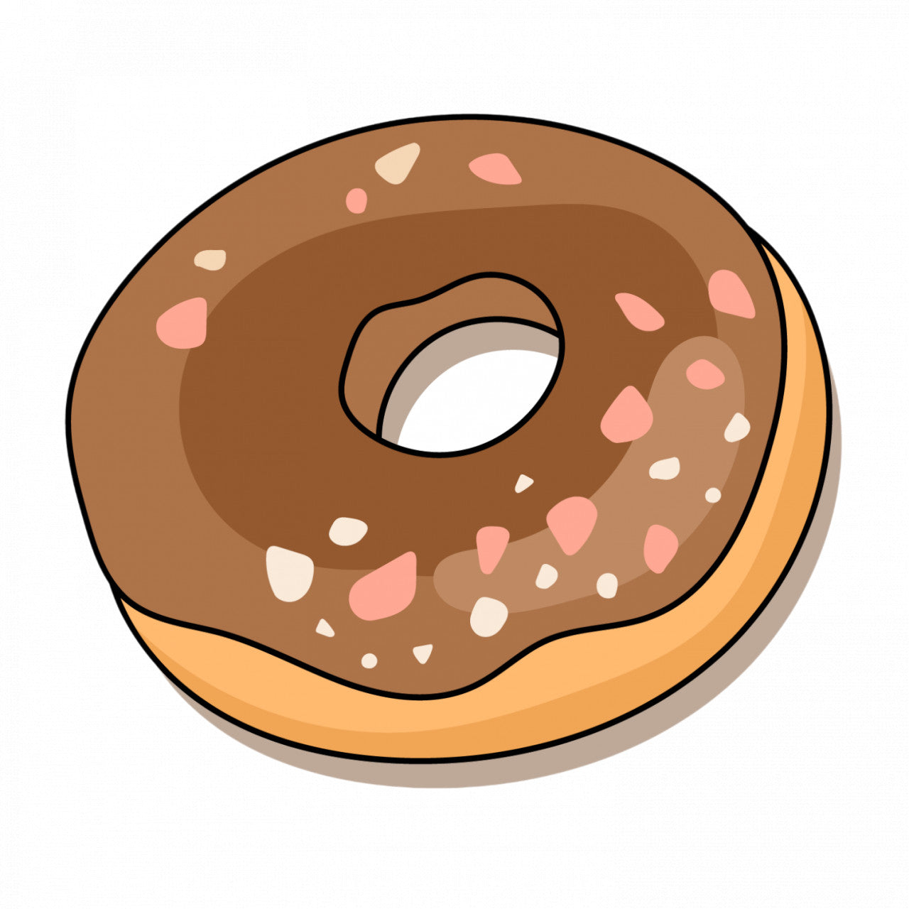 Set 5 bucati, Sticker decorativ, Donut cu ciocolata, Rezistent la apa, NO9080, 6 cm, Multicolor