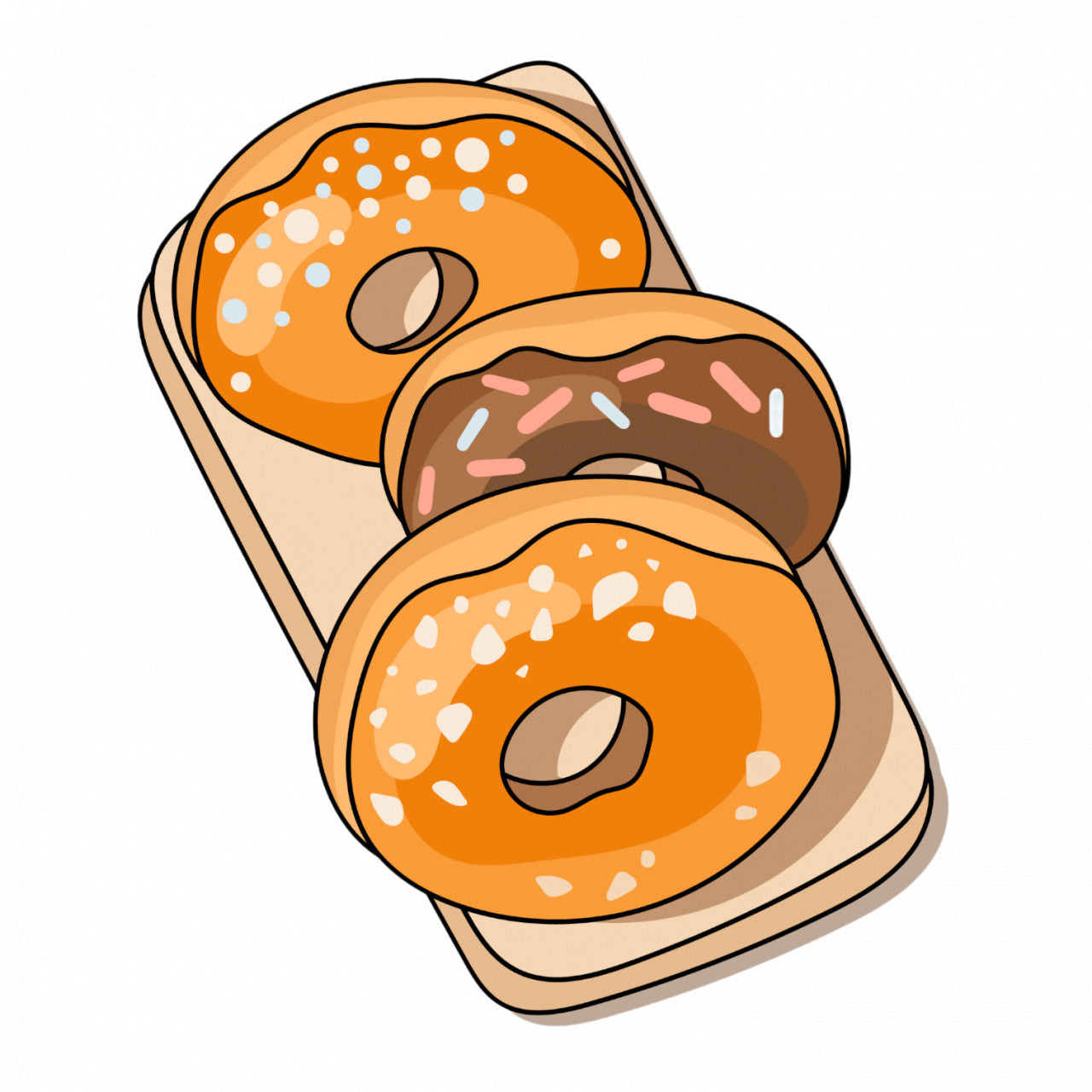 Set 5 bucati, Sticker decorativ, Donuts cu ciocolata si vanilie, Rezistent la apa, NO9081, 6 cm, Multicolor