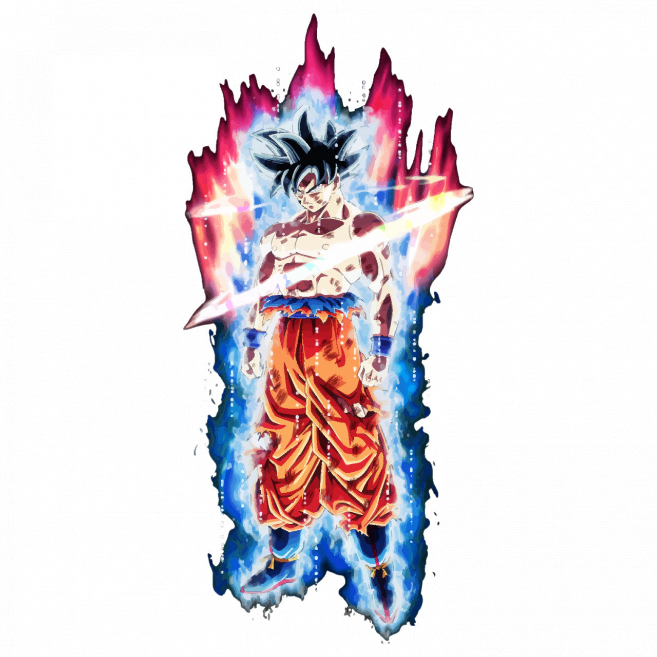 Set 5 bucati, Sticker decorativ, Dragon Ball Goku ultra instinct 4, Rezistent la apa, NO9131, 6 cm, Multicolor
