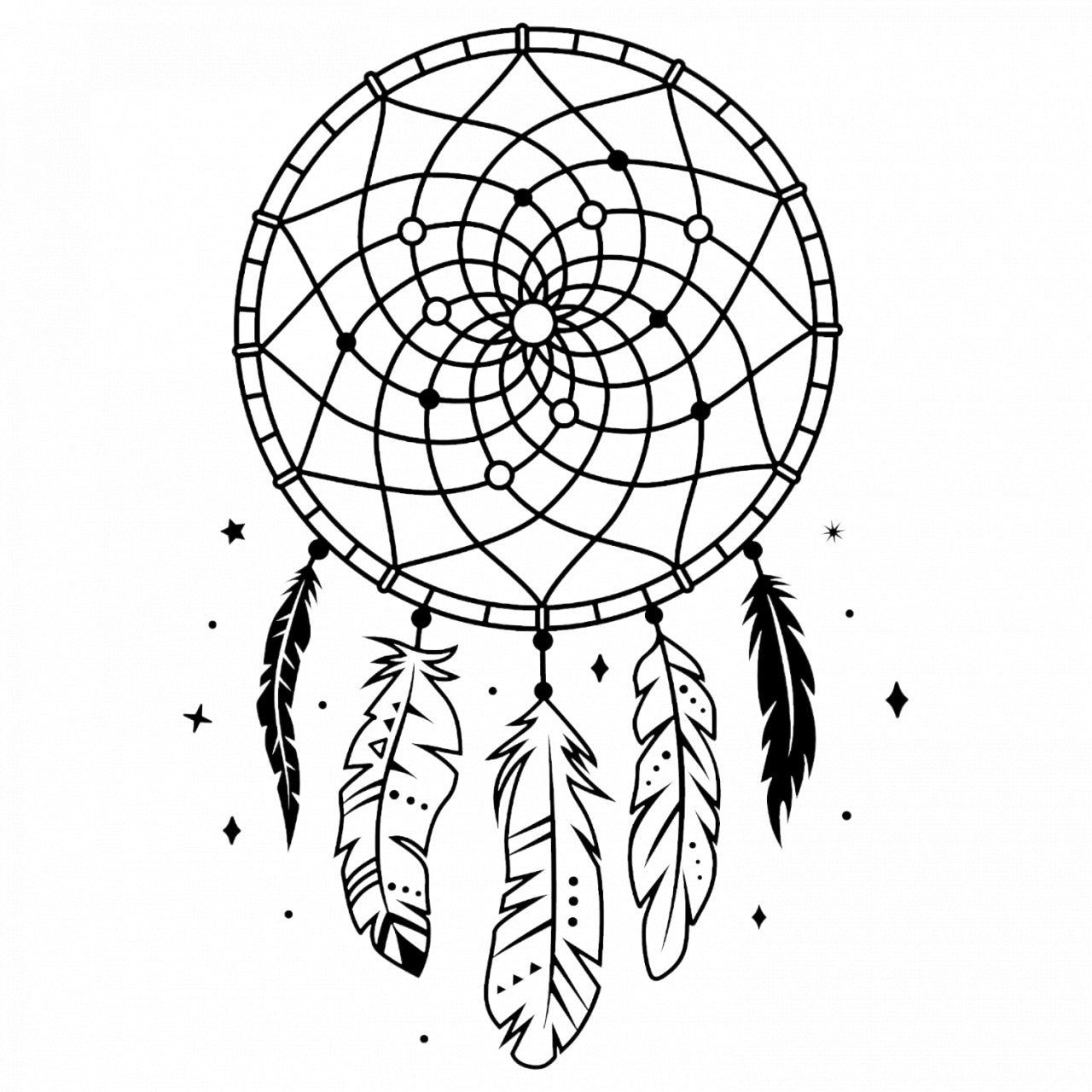 Set 5 bucati, Sticker decorativ, Dreamcatcher Feng Shui, Rezistent la apa, NO9167, 6 cm, Multicolor