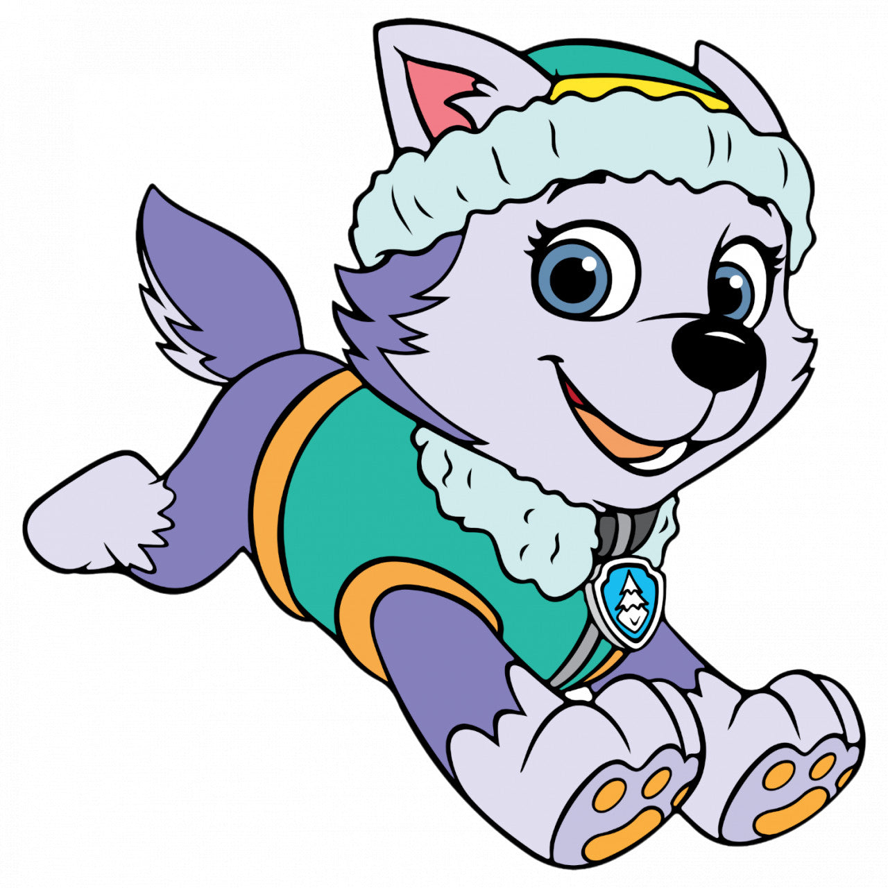 Set 5 bucati, Sticker decorativ, Everest Paw Patrol alergand, Rezistent la apa, NO9206, 6 cm, Multicolor