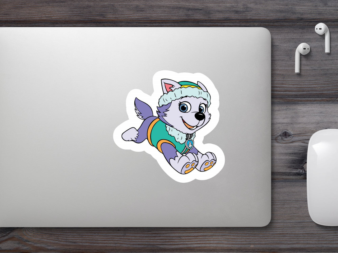 Set 5 bucati, Sticker decorativ, Everest Paw Patrol alergand, Rezistent la apa, NO9206, 6 cm, Multicolor