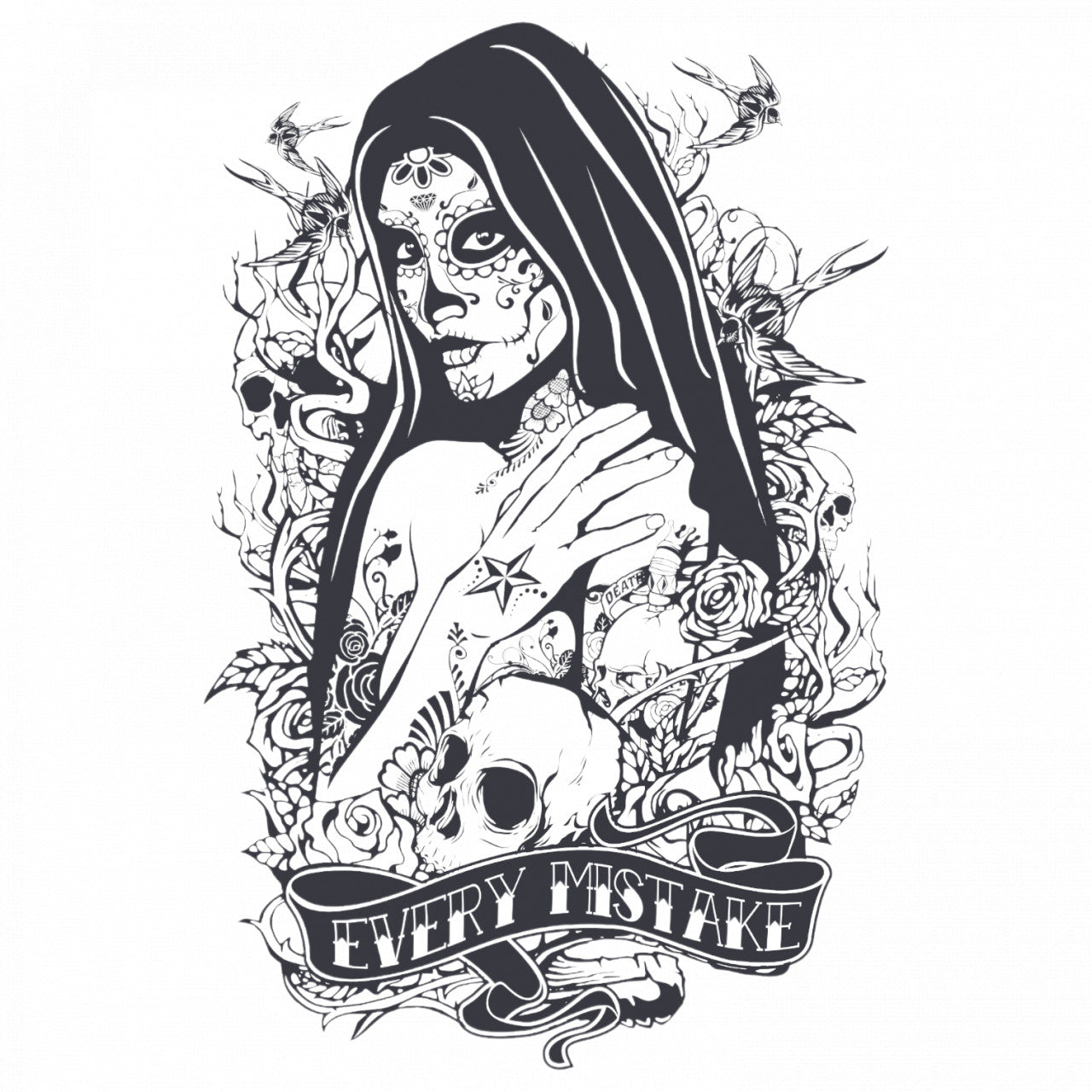 Set 5 bucati, Sticker decorativ, Every mistake, Rezistent la apa, NO9213, 6 cm, Multicolor