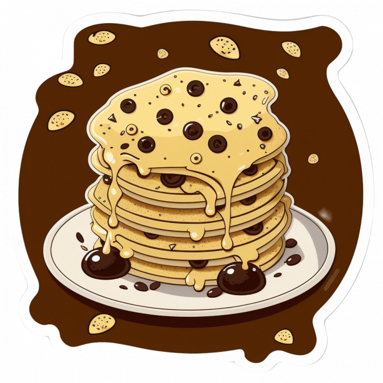 Set 5 bucati, Sticker decorativ, Farfurie cu clatite americane, Rezistent la apa, NO9230, 6 cm, Multicolor