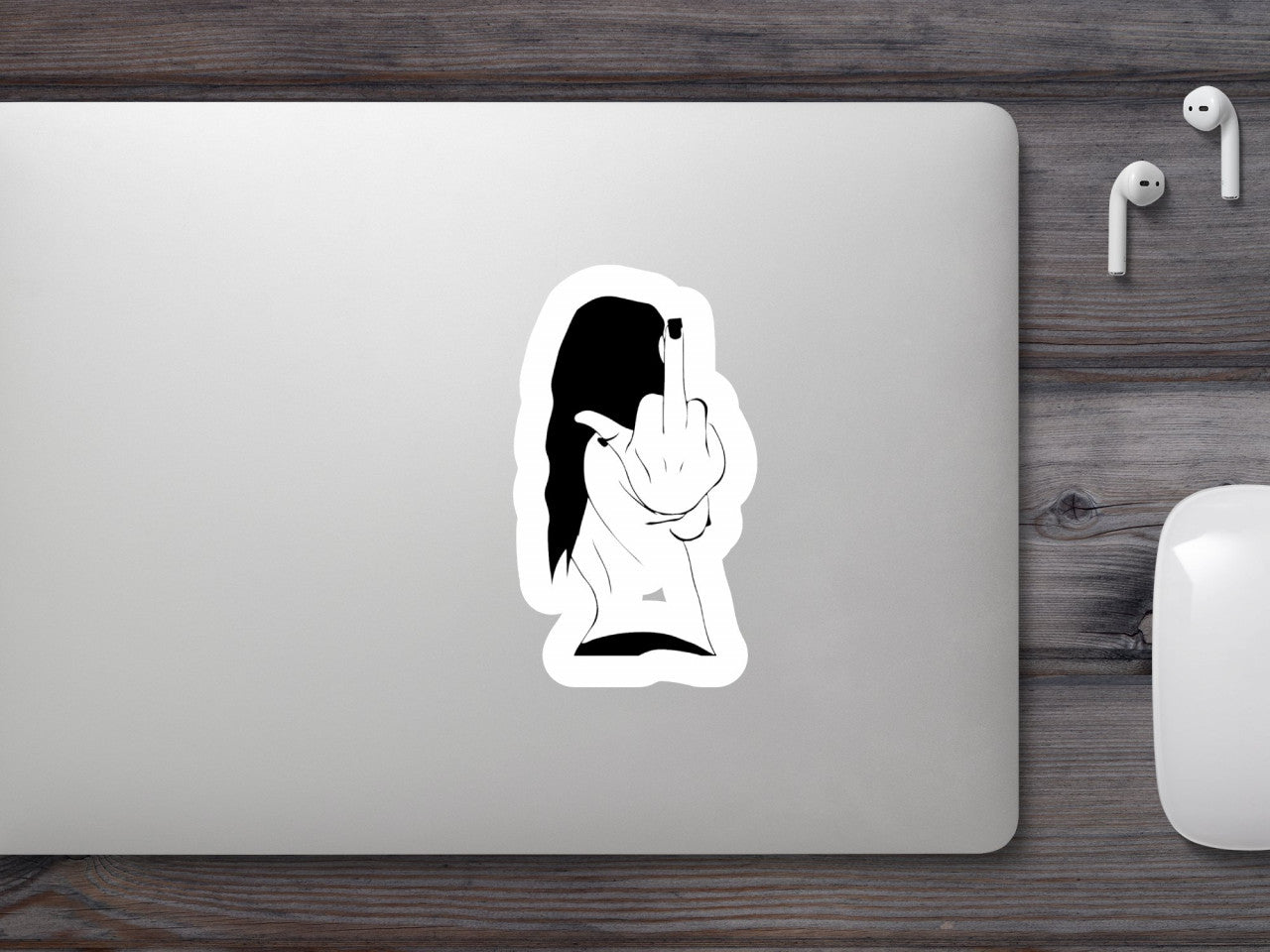 Set 5 bucati, Sticker decorativ, Fata arata din spate un semn obscen, Rezistent la apa, NO9235, 6 cm, Multicolor