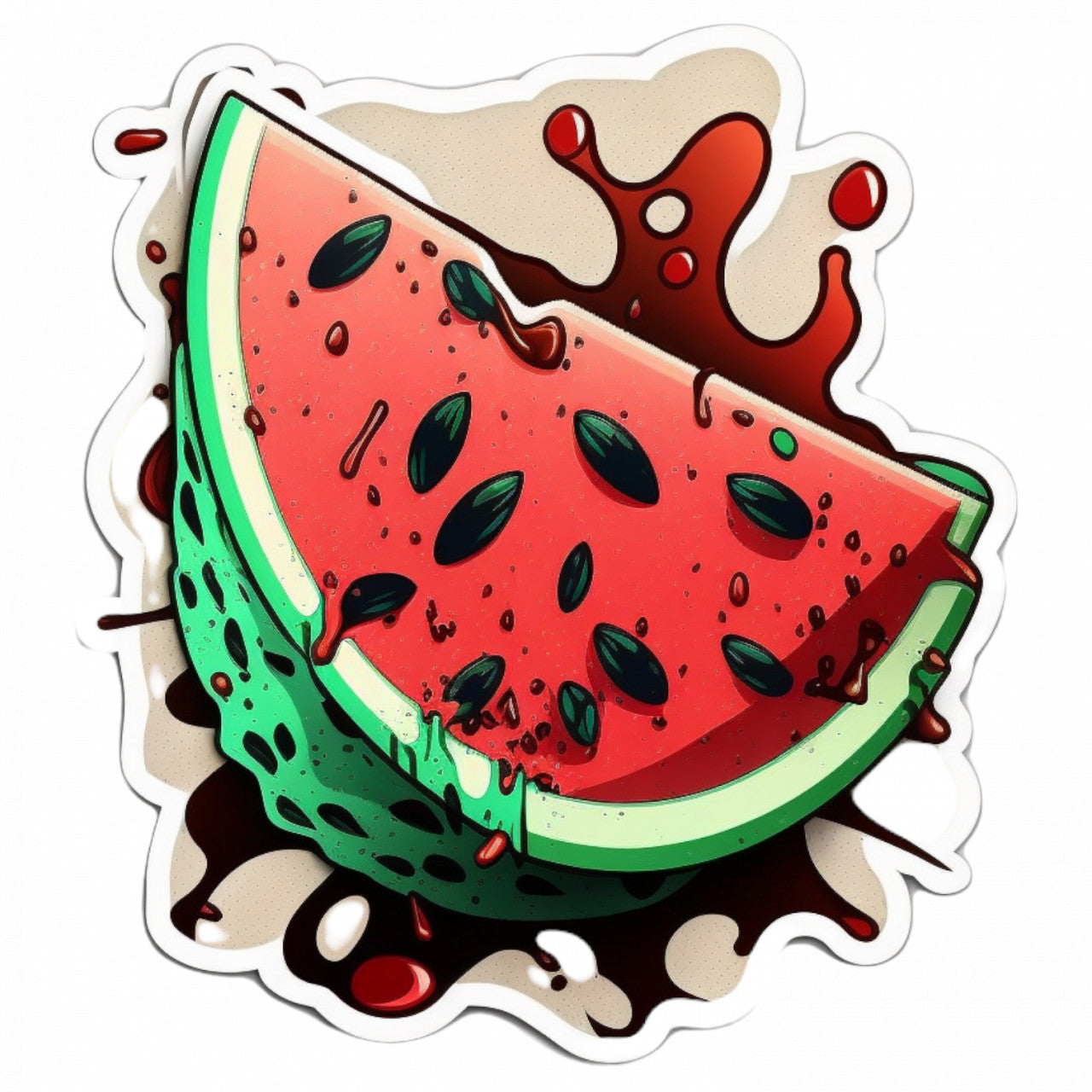 Set 5 bucati, Sticker decorativ, Felie de pepene rosu cu samburi, Rezistent la apa, NO9243, 6 cm, Multicolor