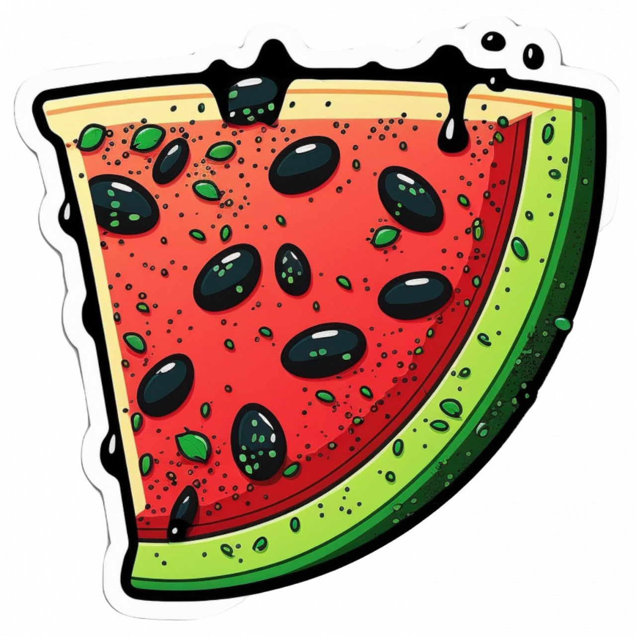 Set 5 bucati, Sticker decorativ, Felie de pepene rosu, Rezistent la apa, NO9245, 6 cm, Multicolor