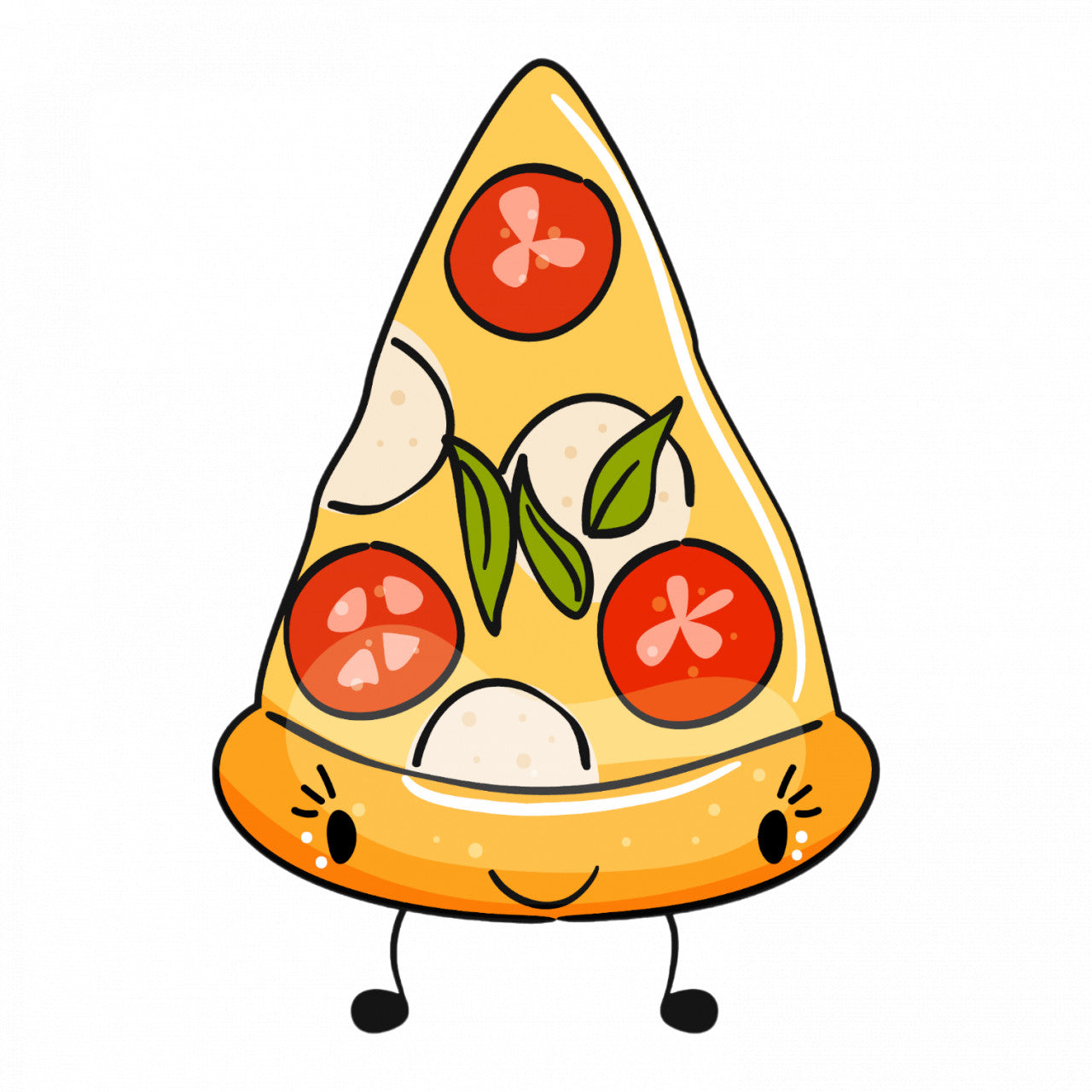 Set 5 bucati, Sticker decorativ, Felie de pizza cu rochii cherry, Rezistent la apa, NO9247, 6 cm, Multicolor