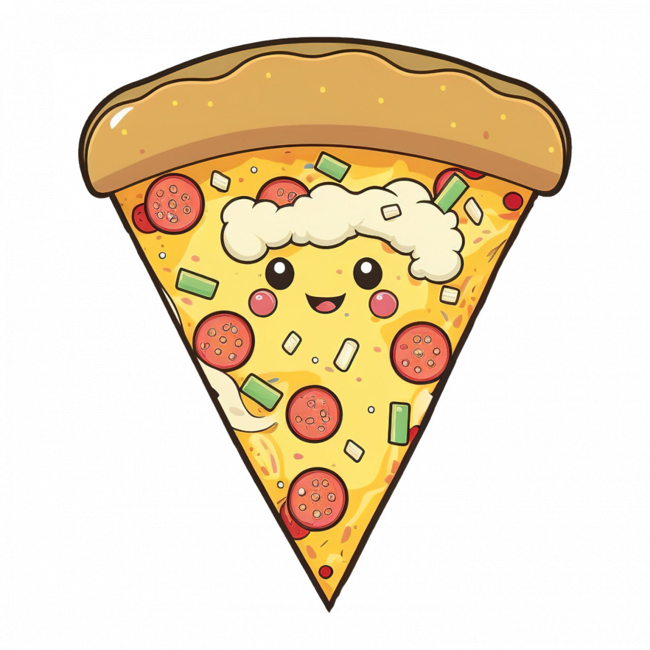 Set 5 bucati, Sticker decorativ, Felie pizza crocanta, Rezistent la apa, NO9253, 6 cm, Multicolor