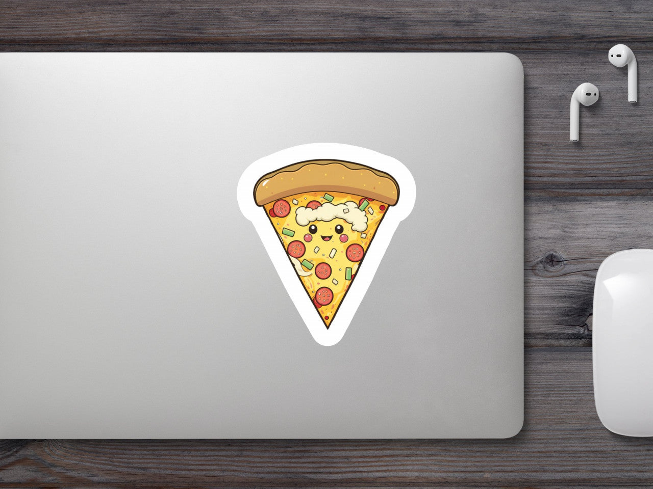 Set 5 bucati, Sticker decorativ, Felie pizza crocanta, Rezistent la apa, NO9253, 6 cm, Multicolor