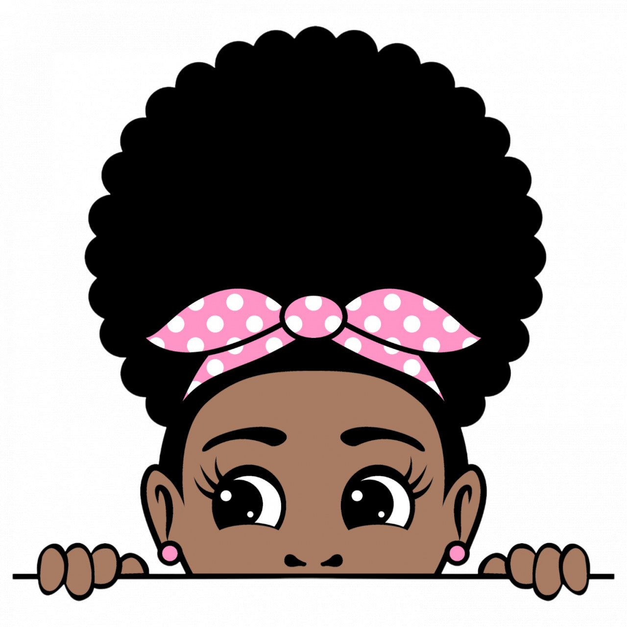 Set 5 bucati, Sticker decorativ, Fetita afro cu bentita roz, Rezistent la apa, NO9267, 6 cm, Multicolor