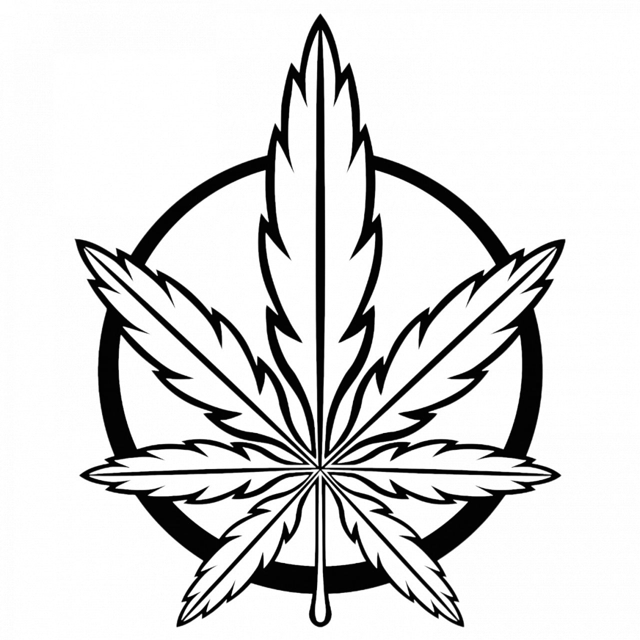 Set 5 bucati, Sticker decorativ, Floare de canabis cu cerc, Rezistent la apa, NO9277, 6 cm, Multicolor