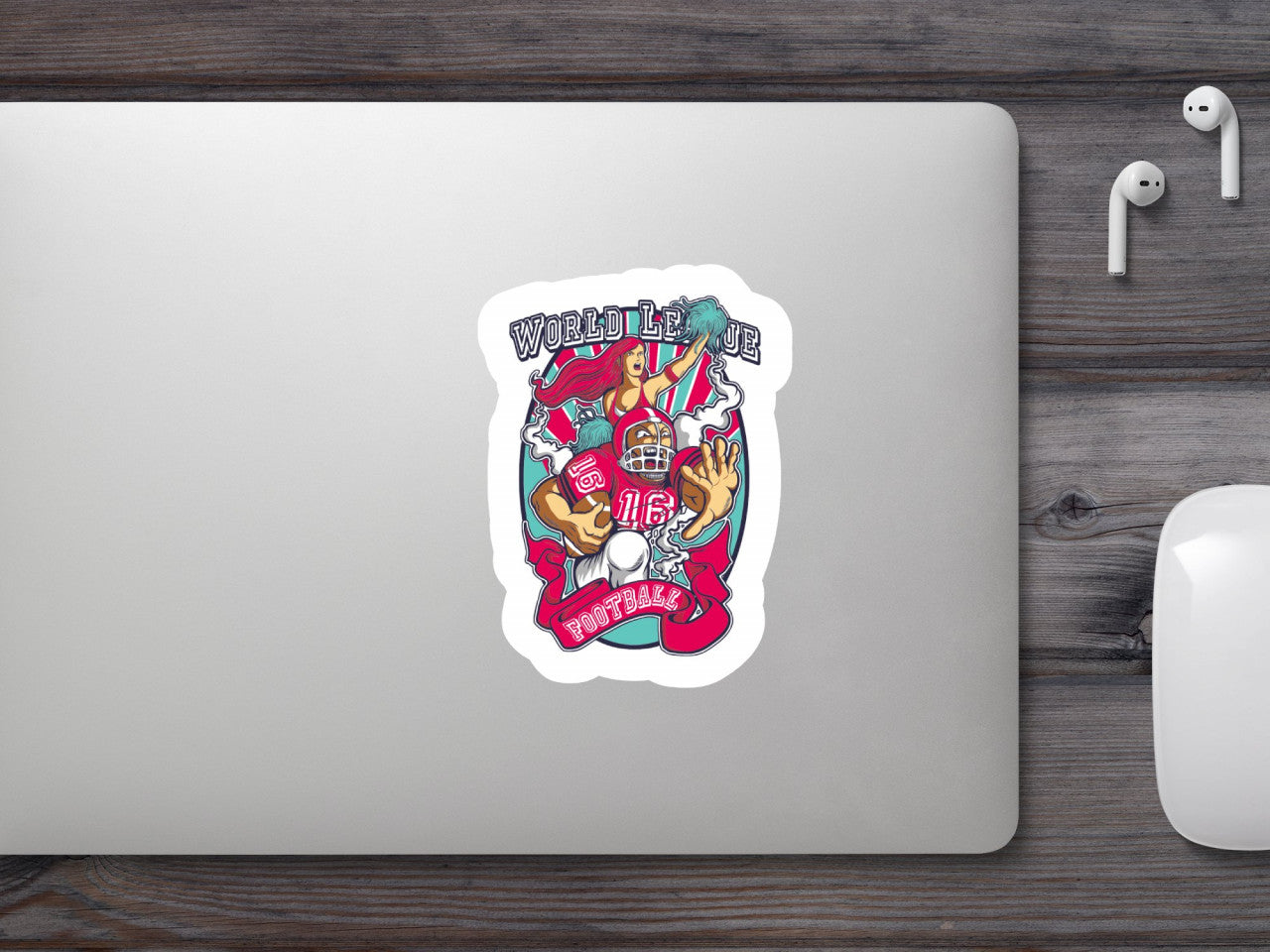 Set 5 bucati, Sticker decorativ, Fotbal American, Rezistent la apa, NO9337, 6 cm, Multicolor