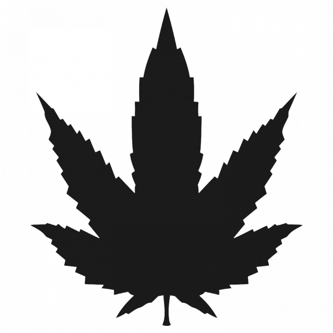 Set 5 bucati, Sticker decorativ, Frunza de canabis completa, Rezistent la apa, NO9379, 6 cm, Multicolor