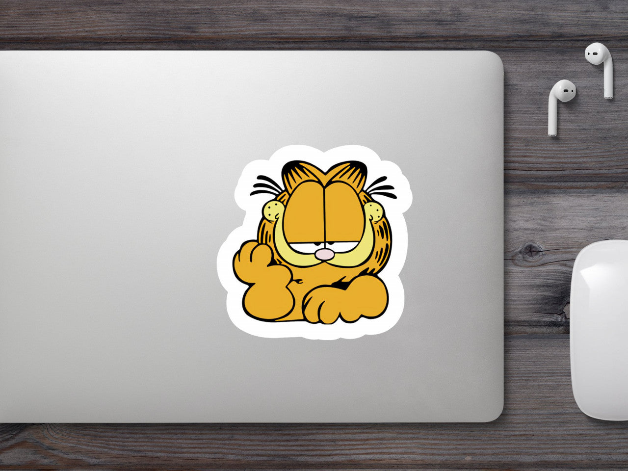 Set 5 bucati, Sticker decorativ, Garfield plictisit, Rezistent la apa, NO9403, 6 cm, Multicolor