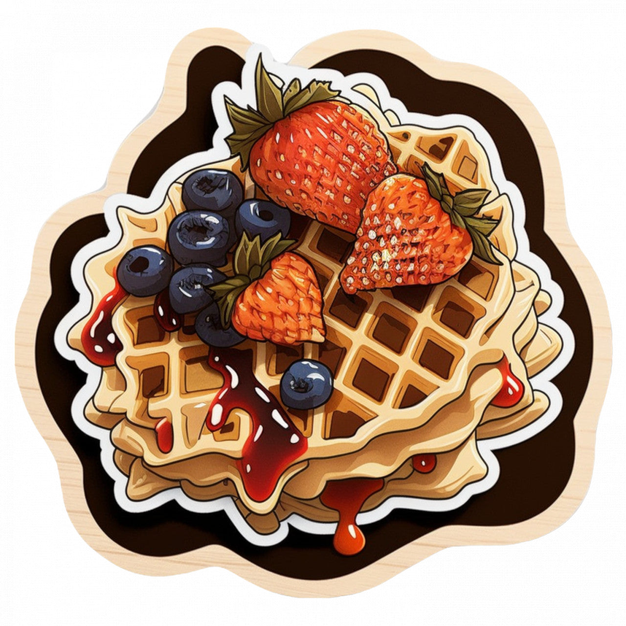 Set 5 bucati, Sticker decorativ, Gofre crocante cu ciocolata si fructe, Rezistent la apa, NO9458, 6 cm, Multicolor