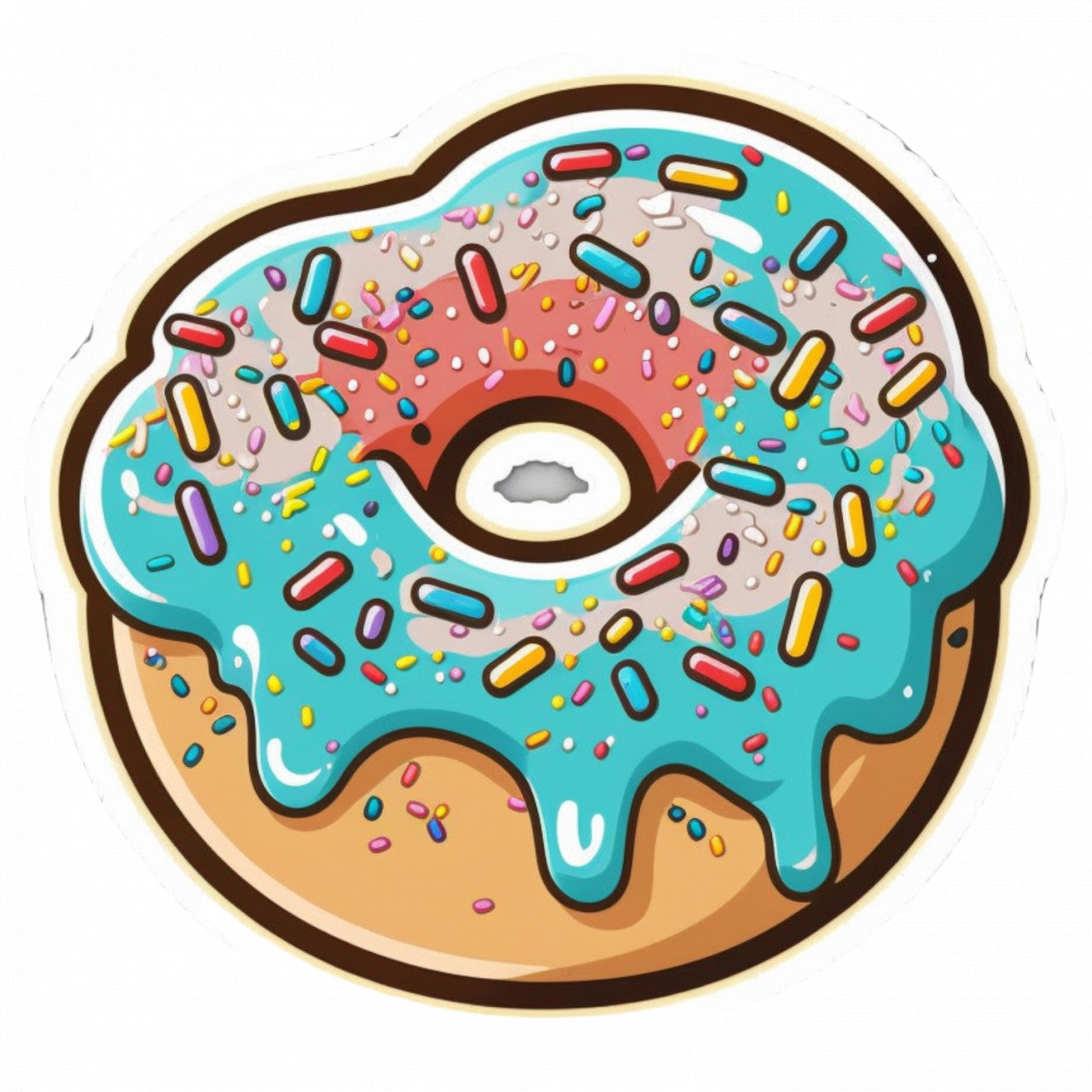 Set 5 bucati, Sticker decorativ, Gogoasa cu glazura de zahar si bomboane, Rezistent la apa, NO9460, 6 cm, Multicolor