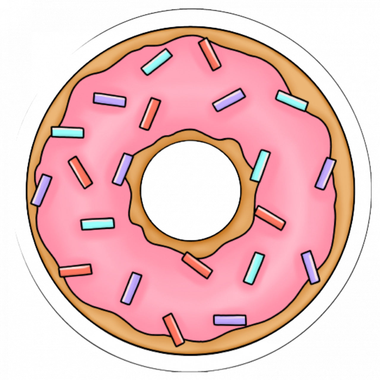 Set 5 bucati, Sticker decorativ, Gogoasa Donut aroma cirese, Rezistent la apa, NO9461, 6 cm, Multicolor