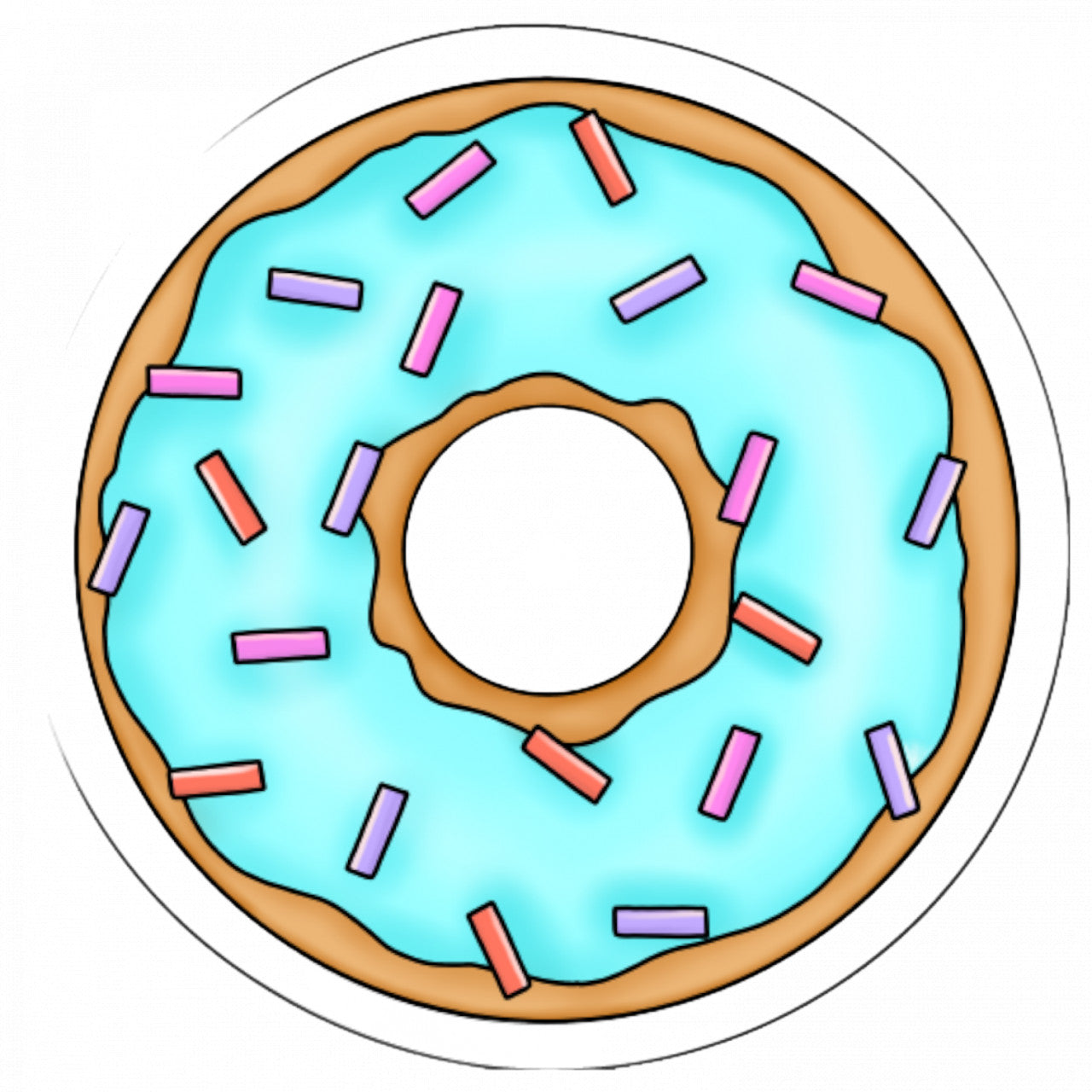 Set 5 bucati, Sticker decorativ, Gogoasa Donut aroma coacaze, Rezistent la apa, NO9462, 6 cm, Multicolor