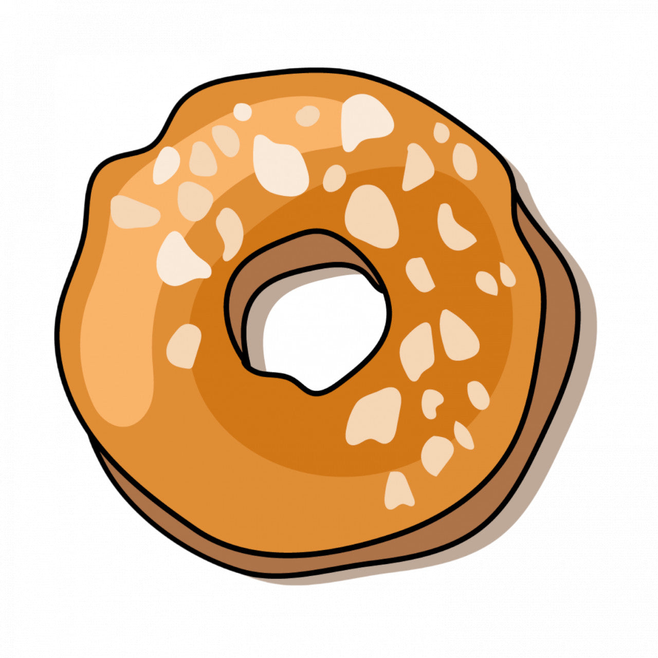 Set 5 bucati, Sticker decorativ, Gogoasa Donut cu caramel, Rezistent la apa, NO9463, 6 cm, Multicolor