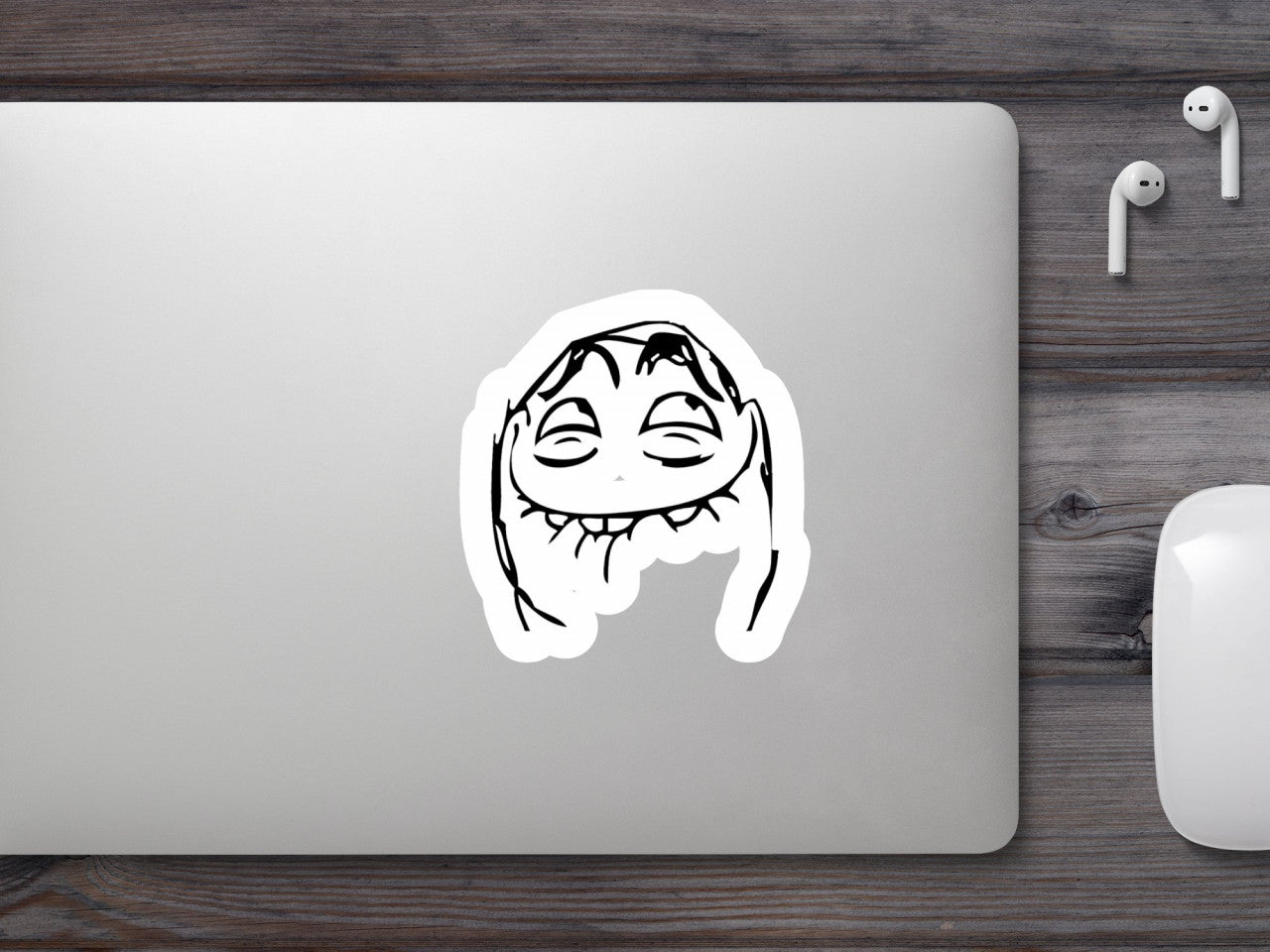 Set 5 bucati, Sticker decorativ, Gura inchisa Meme, Rezistent la apa, NO9535, 6 cm, Multicolor