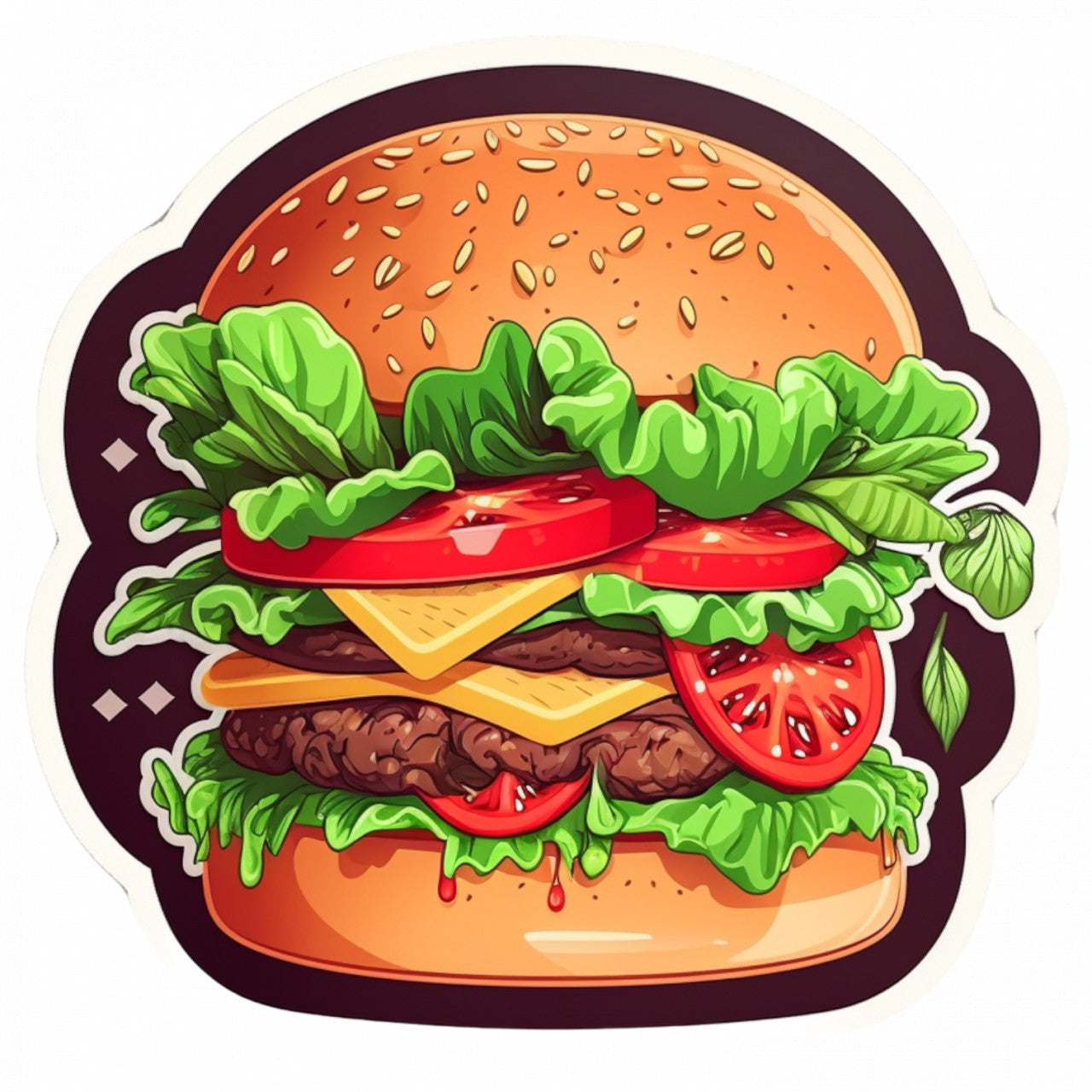 Set 5 bucati, Sticker decorativ, Hamburger, Rezistent la apa, NO9554, 6 cm, Multicolor