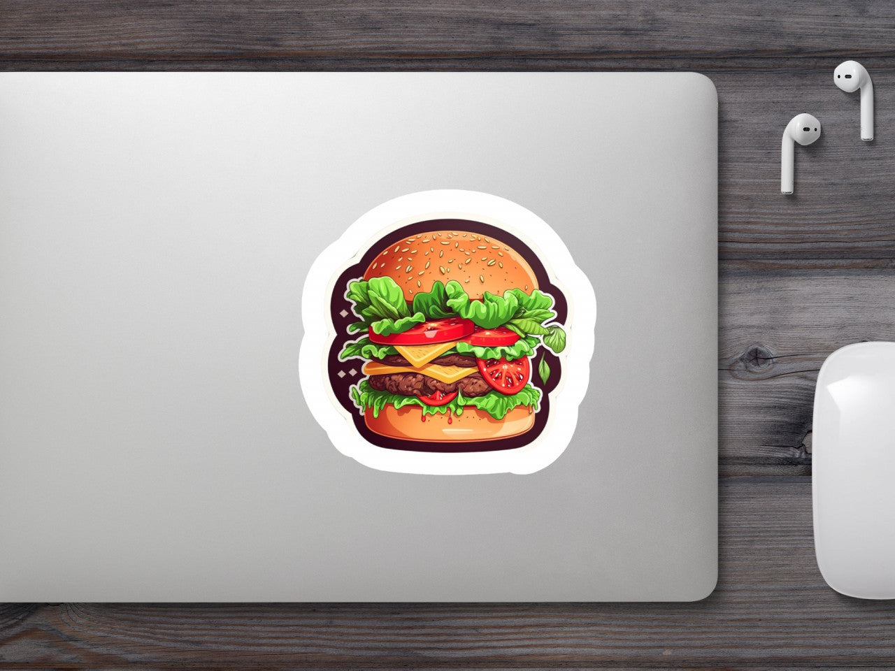 Set 5 bucati, Sticker decorativ, Hamburger, Rezistent la apa, NO9554, 6 cm, Multicolor