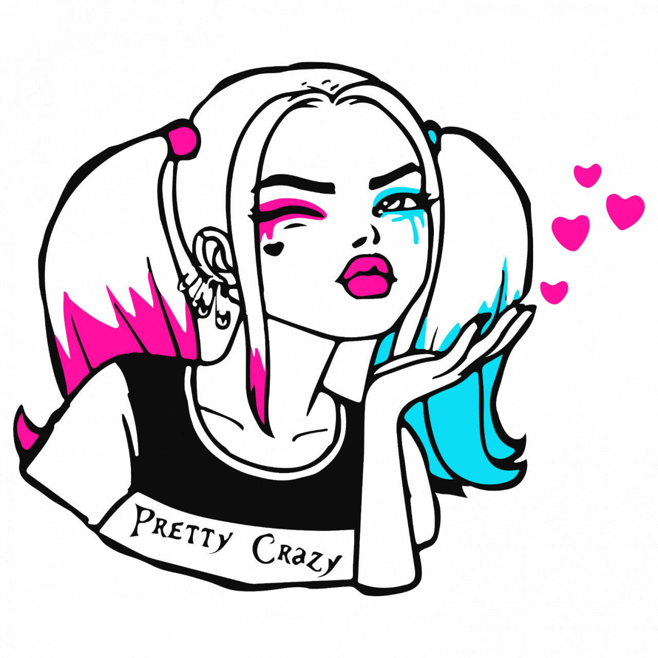 Set 5 bucati, Sticker decorativ, Harley Quinn Pretty Crazy, Rezistent la apa, NO9566, 6 cm, Multicolor