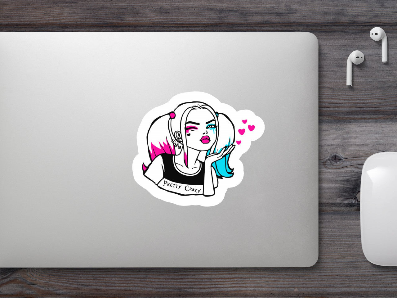 Set 5 bucati, Sticker decorativ, Harley Quinn Pretty Crazy, Rezistent la apa, NO9566, 6 cm, Multicolor