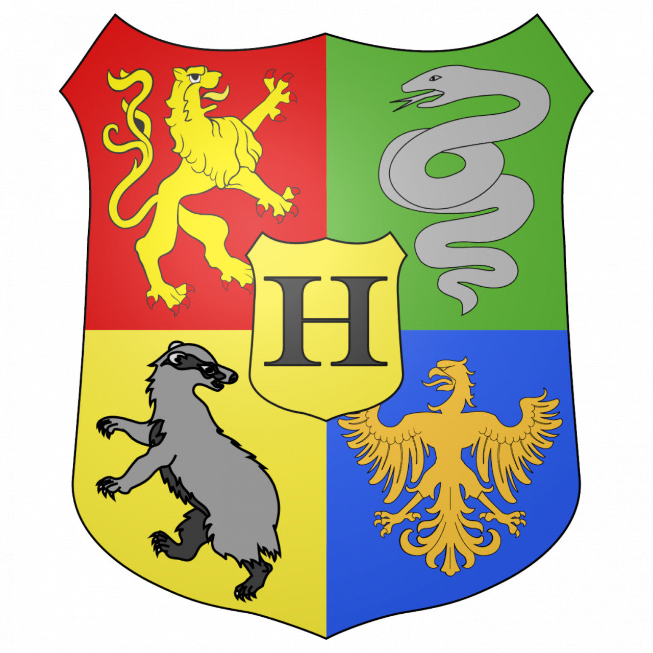 Set 5 bucati, Sticker decorativ, Harry Potter drapel, Rezistent la apa, NO9572, 6 cm, Multicolor