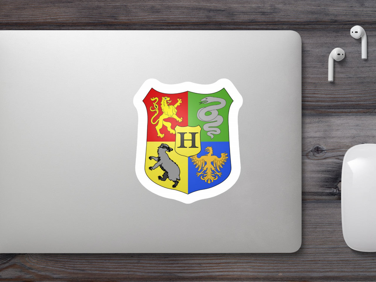 Set 5 bucati, Sticker decorativ, Harry Potter drapel, Rezistent la apa, NO9572, 6 cm, Multicolor