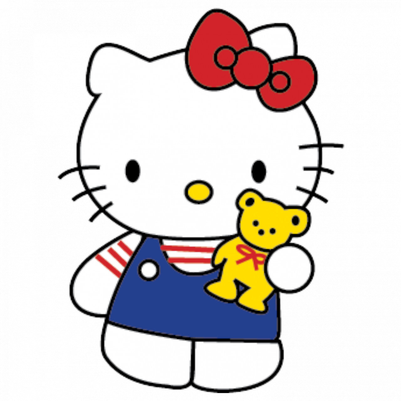 Set 5 bucati, Sticker decorativ, Hello Kitty cu bentita frumoasa, Rezistent la apa, NO9607, 6 cm, Multicolor