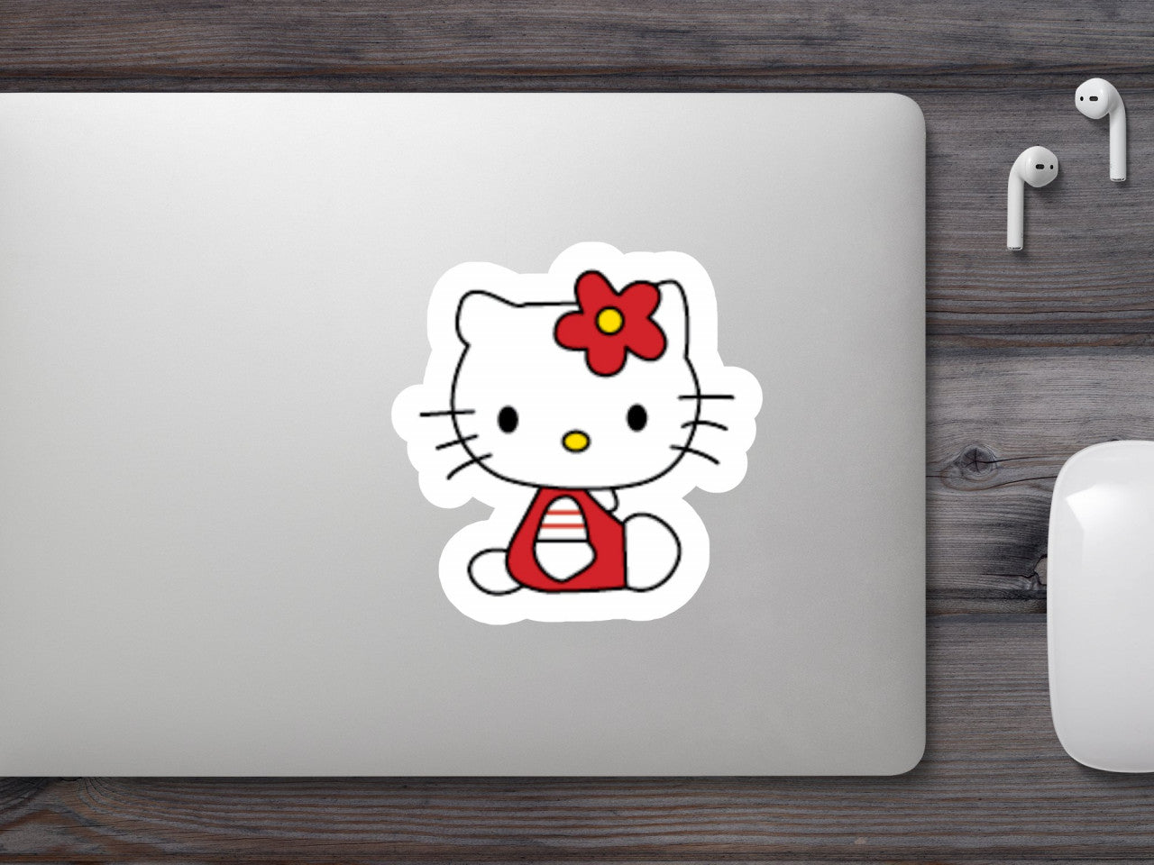 Set 5 bucati, Sticker decorativ, Hello Kitty in fund, Rezistent la apa, NO9636, 6 cm, Multicolor