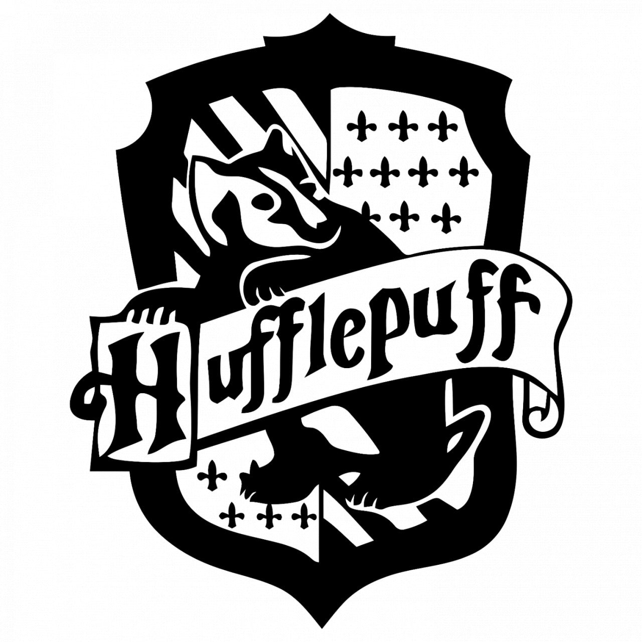 Set 5 bucati, Sticker decorativ, Hufflepuff Stencil Harry Potter, Rezistent la apa, NO9683, 6 cm, Multicolor