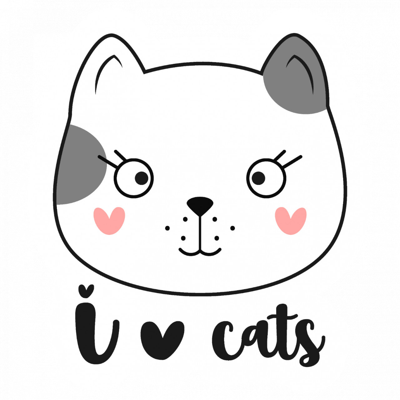 Set 5 bucati, Sticker decorativ, I love cats, Rezistent la apa, NO9692, 6 cm, Multicolor