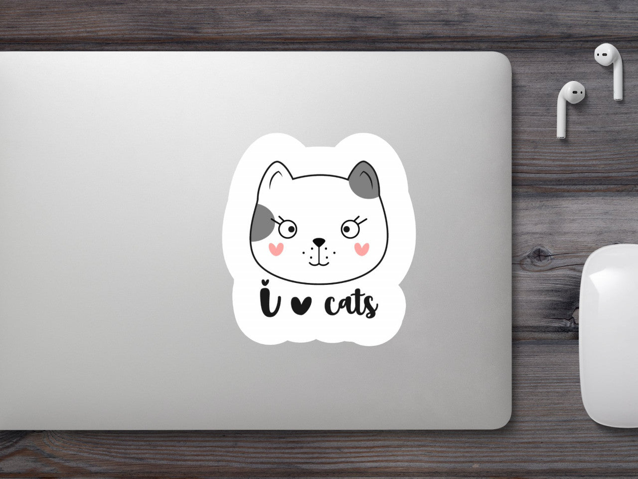 Set 5 bucati, Sticker decorativ, I love cats, Rezistent la apa, NO9692, 6 cm, Multicolor