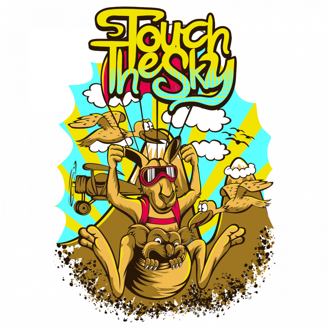 Set 5 bucati, Sticker decorativ, Iepure Touch the sky, Rezistent la apa, NO9726, 6 cm, Multicolor