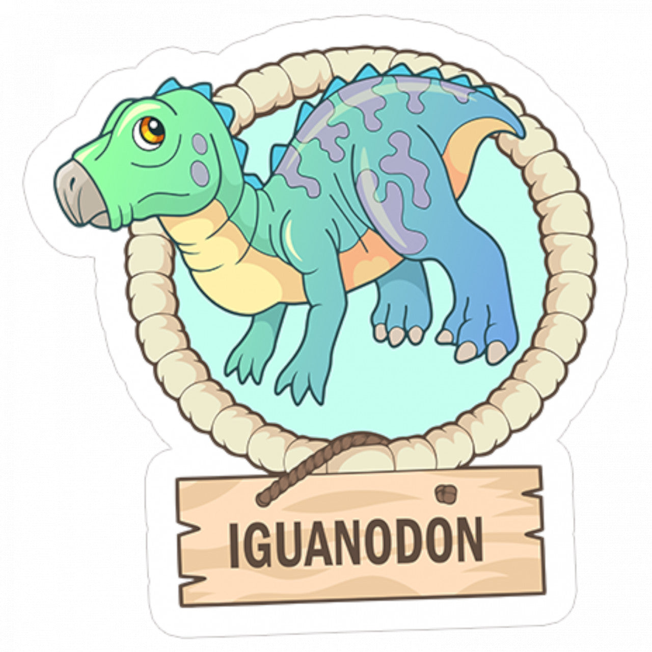 Set 5 bucati, Sticker decorativ, Iguanodon dinozaur, Rezistent la apa, NO9732, 6 cm, Multicolor
