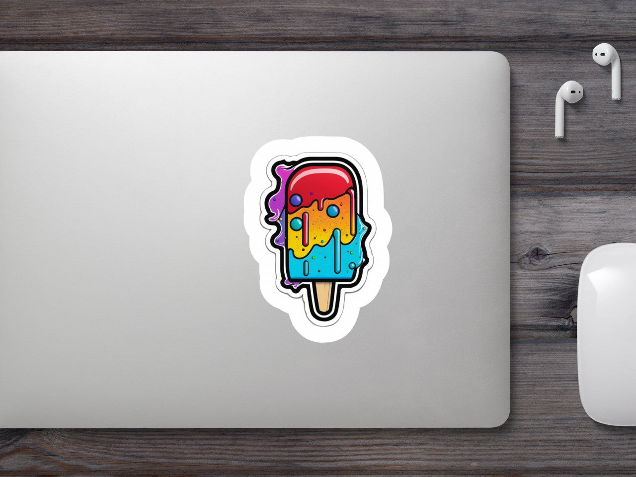 Set 5 bucati, Sticker decorativ, Inghetata din suc, Rezistent la apa, NO9758, 6 cm, Multicolor