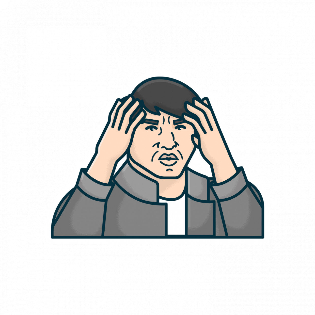 Set 5 bucati, Sticker decorativ, Jackie Chan confuz Meme, Rezistent la apa, NO9791, 6 cm, Multicolor