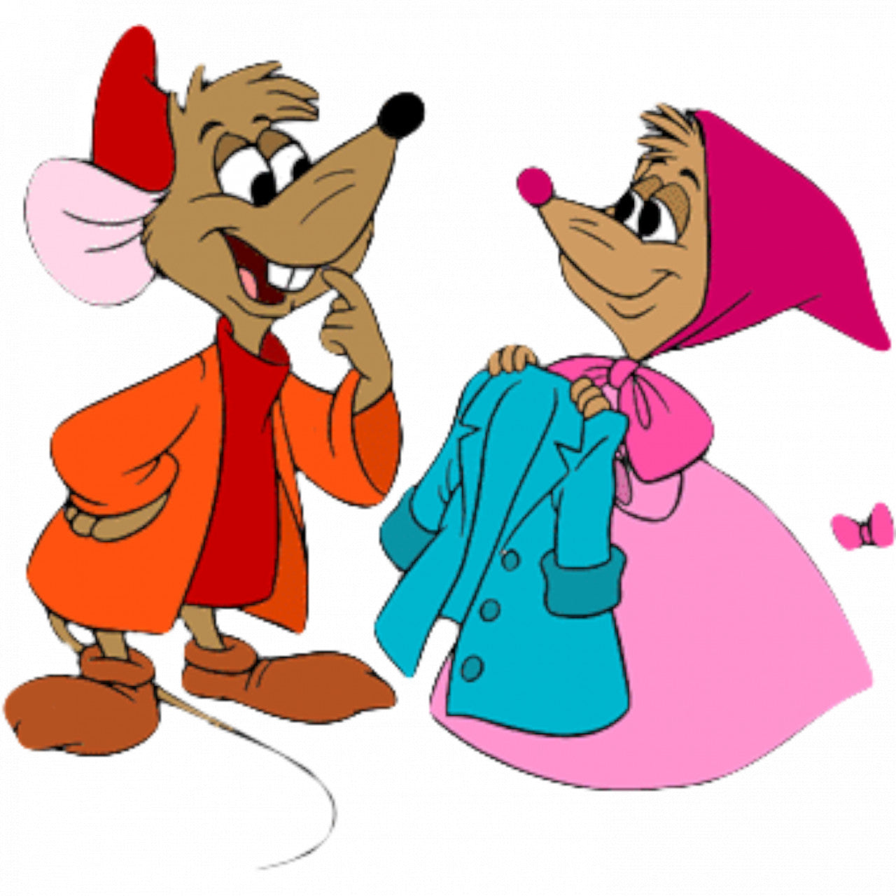 Set 5 bucati, Sticker decorativ, Jaq din Cenusareasa si iubita lui, Rezistent la apa, NO9793, 6 cm, Multicolor