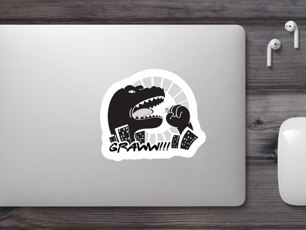 Set 5 bucati, Sticker decorativ, King of the Monsters Godzilla Graww!!!, Rezistent la apa, NO9848, 6 cm, Multicolor