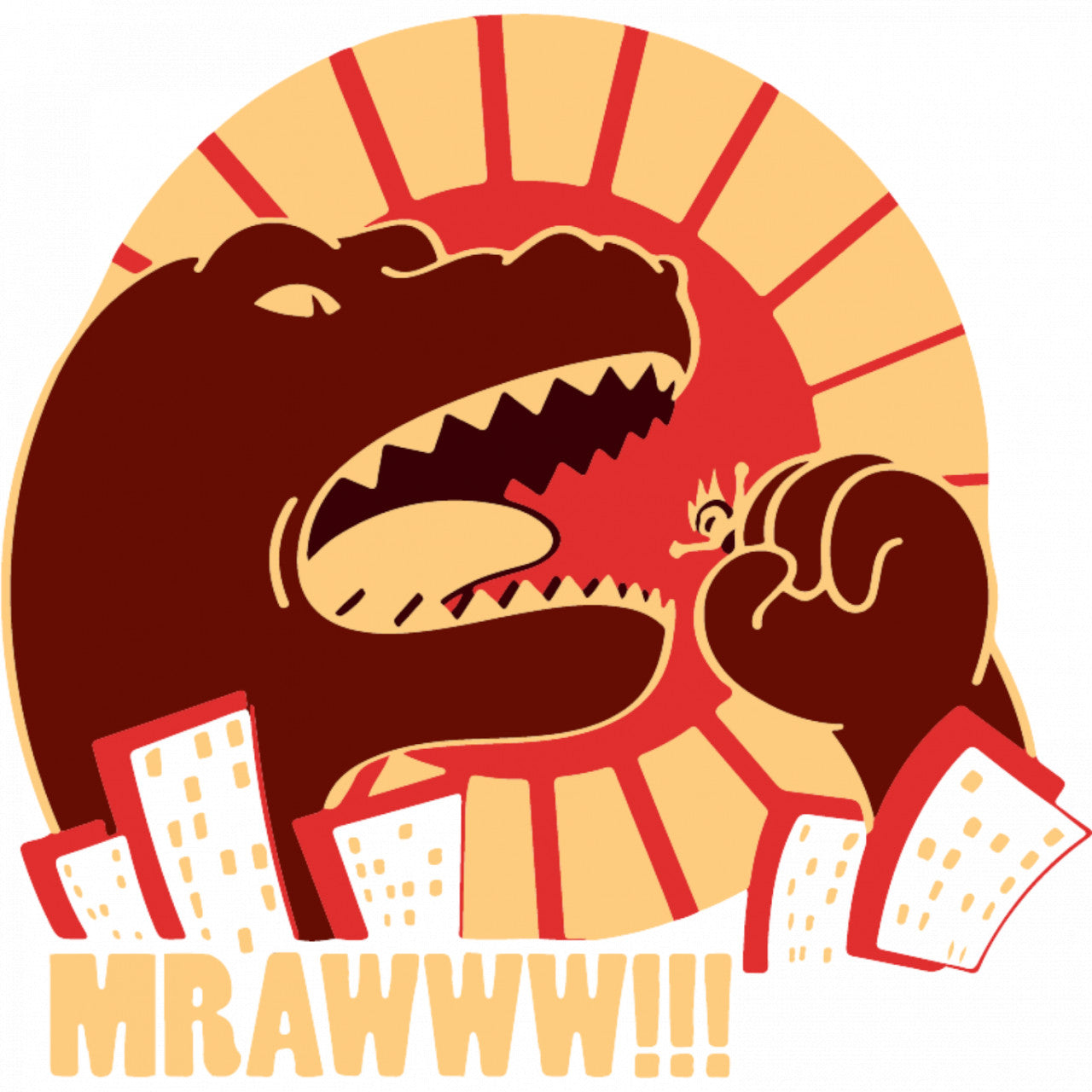 Set 5 bucati, Sticker decorativ, King of the Monsters Godzilla, Mrawww!!!, Rezistent la apa, NO9852, 6 cm, Multicolor