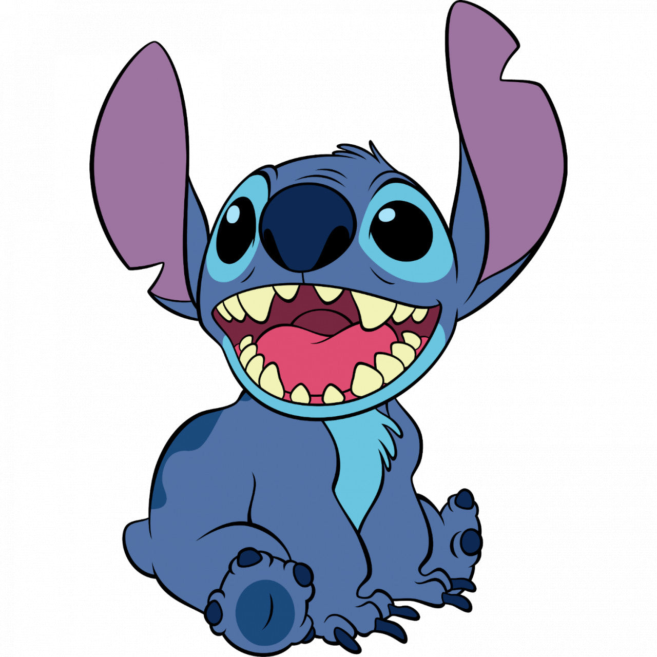 Set 5 bucati, Sticker decorativ, Lilo si Stitch cu urechi mari, Rezistent la apa, NO9900, 6 cm, Multicolor