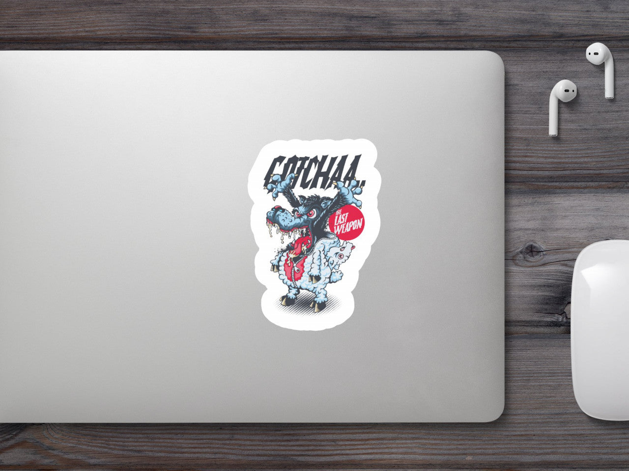 Set 5 bucati, Sticker decorativ, Lupul imbracat in oaie, Rezistent la apa, NO9956, 6 cm, Multicolor