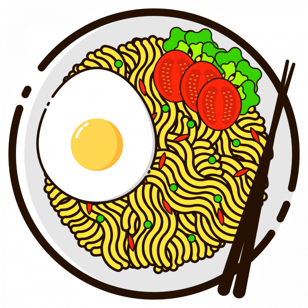 Set 5 bucati, Sticker decorativ, Mancare indoneziana, Rezistent la apa, NO9963, 6 cm, Multicolor