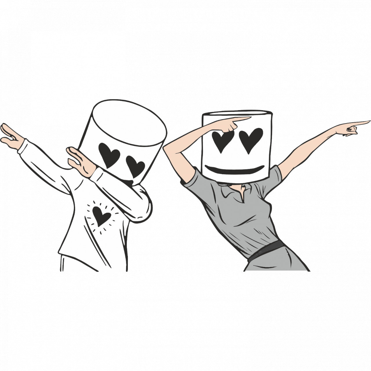 Set 5 bucati, Sticker decorativ, Marshmello El si Ea, Rezistent la apa, NO9989, 6 cm, Multicolor