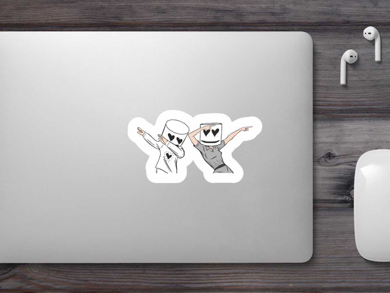 Set 5 bucati, Sticker decorativ, Marshmello El si Ea, Rezistent la apa, NO9989, 6 cm, Multicolor