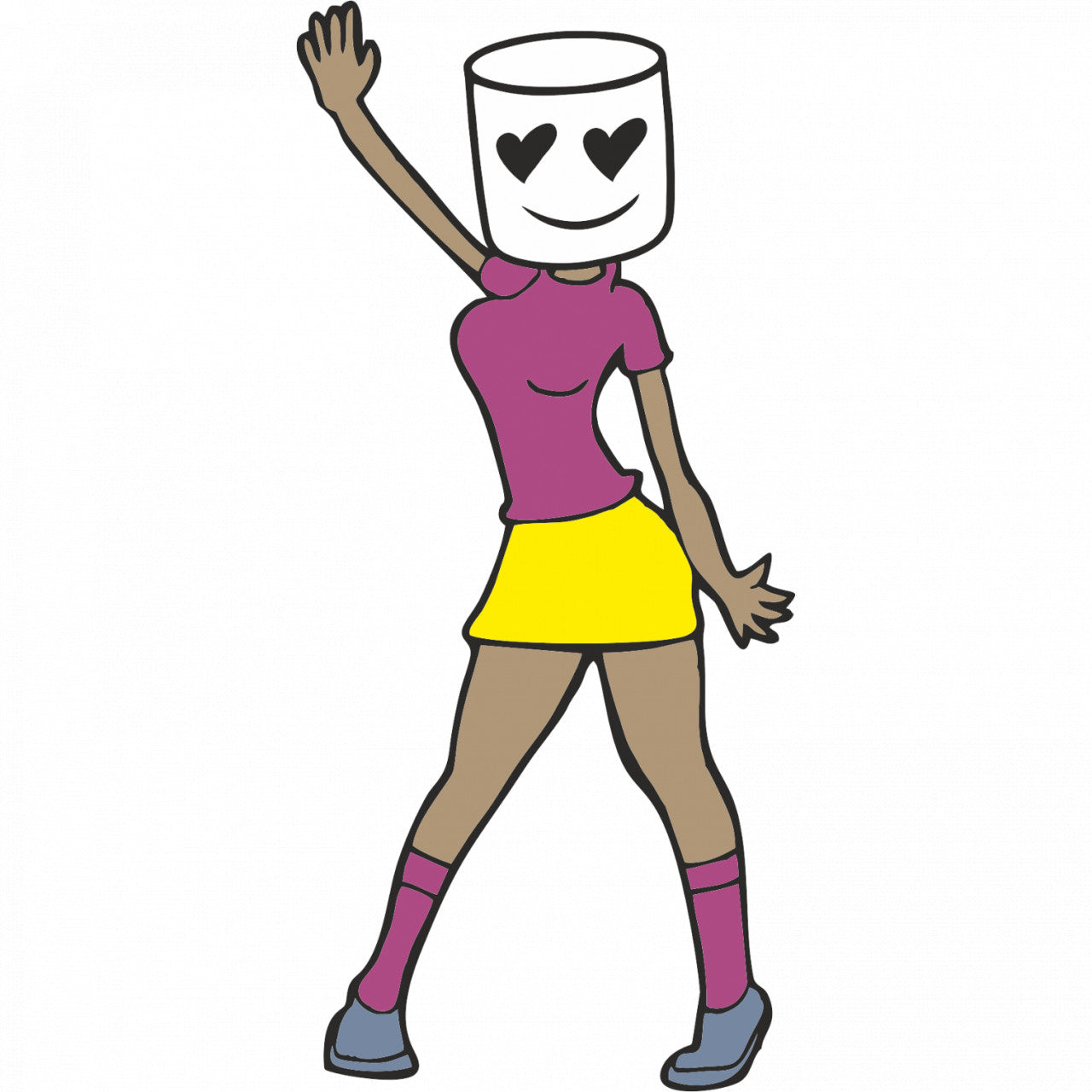 Set 5 bucati, Sticker decorativ, Marshmello fusta scurta, Rezistent la apa, NO9990, 6 cm, Multicolor